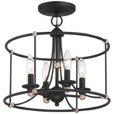 Minka Lavery Industrial Ceiling Light Semi Flush Mount Fixture 15 3/4" Sand Coal Steel Skyline Gold Leaf for Bedroom Kitchen House