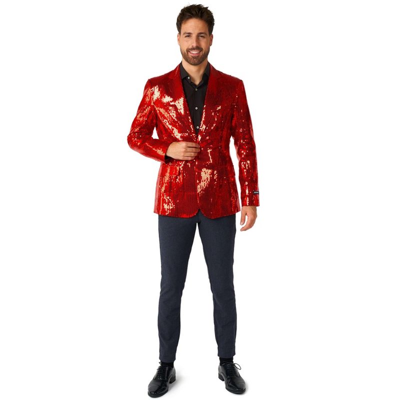 Suitmeister Men's Christmas Blazer - Sequins Red, 3 of 5