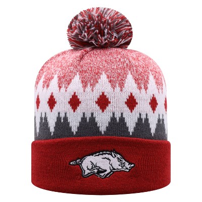 NCAA Arkansas Razorbacks Men's Jagged Knit Cuffed Beanie with Pom