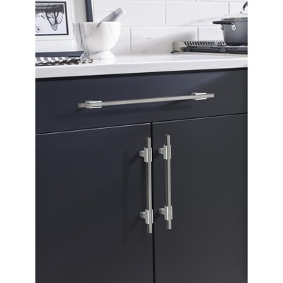 Modern Polished Chrome and Black Chrome Bar Pull with Mounting Hardware