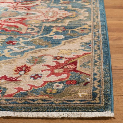 Elysian Blue Floral Easy-Care Synthetic Area Rug, 5'1" x 7'5"