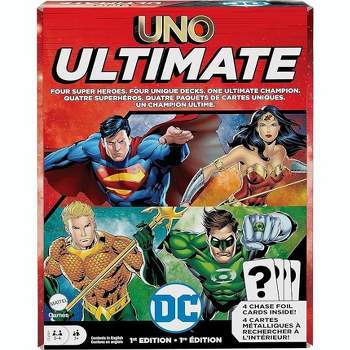 UNO Ultimate DC Card Game for Kids & Adults with 4 Character Decks, 4 Collectible Foil Cards & Special Rules