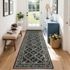 Modern Boho Farmhouse Bedroom Living Room Rugs, Floral Leaf Print Non Slip Throw Carpet for Dining Room Kitchen Office - 3 of 4