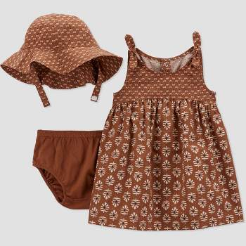 Carter's Just One You® Baby Girls' Geo Dress with Hat Coordinate Set - Brown