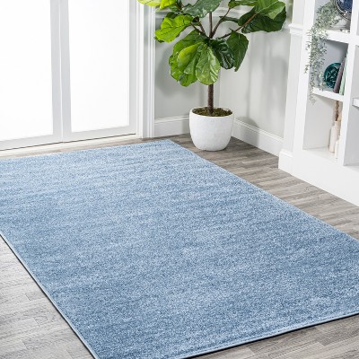 Classic Blue Solid Synthetic 10' x 14' Reversible Area Rug