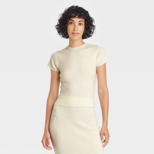 Women's Boucle Short Sleeve Crewneck Pullover Sweater - A New Day™ - 1 of 3