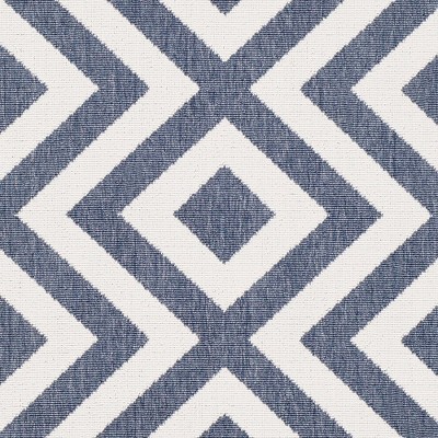 Maya Blue and White Geometric Wool Area Rug