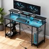 55.1" Gaming Computer Desk with RGB Lights, Power Outlets, Dual Monitor Stand & Storage Shelves for Home Office or Bedroom -3irtyhousy - 2 of 4