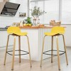 Costway Set of 2 Counter Height Bar Stools w/Footrest&Solid Metal Legs Yellow\Green - 2 of 4