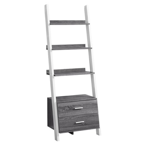 Monarch Specialties Bookshelf Bookcase Etagere Ladder 4 Tier 69InchH Office Bedroom Laminate Grey White Contemporary Modern - image 1 of 4