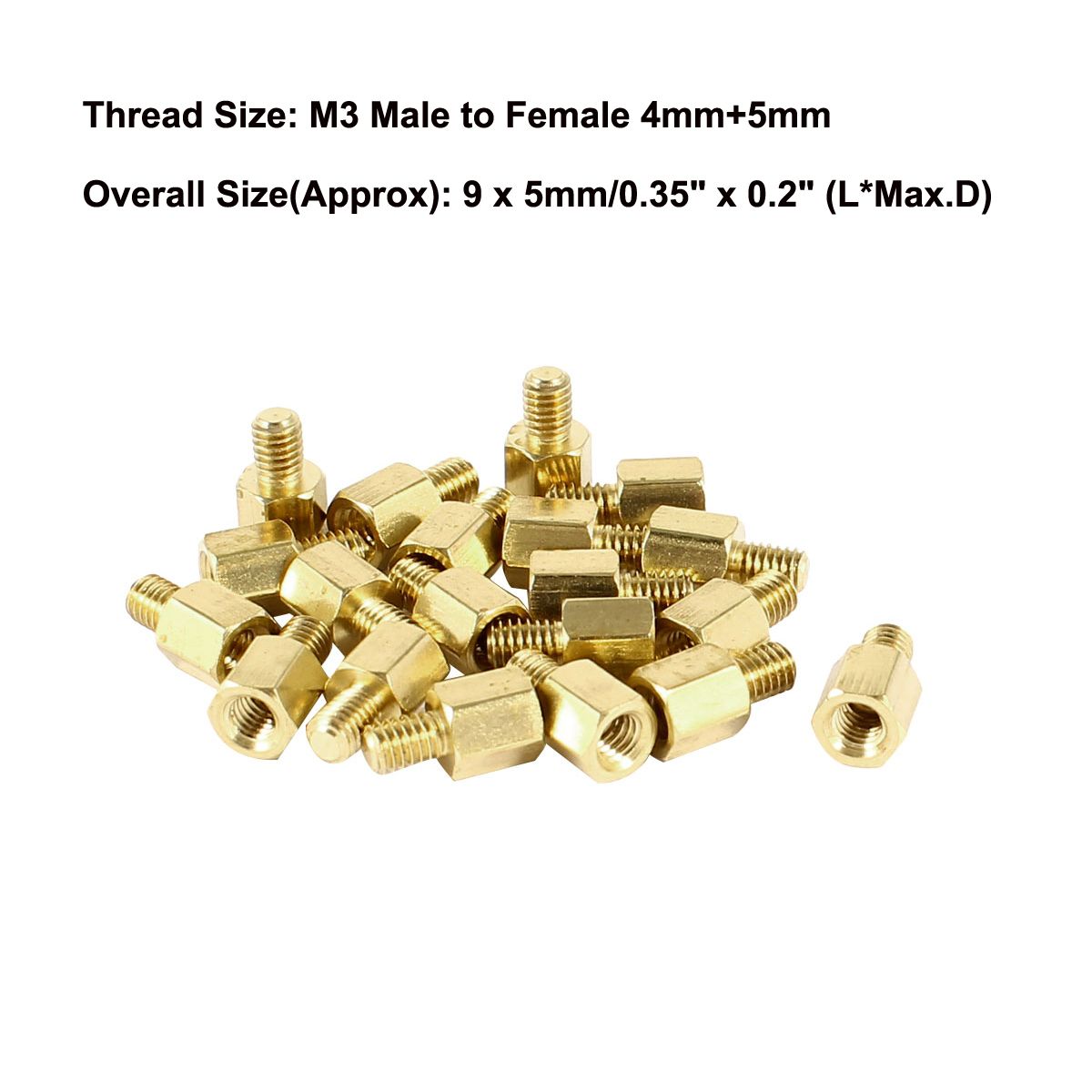 Unique Bargains Brass Durable Corrosion Resistant High Strength Standoff Hexagonal Spacer Gold 20 Pcs - thumbnail 3