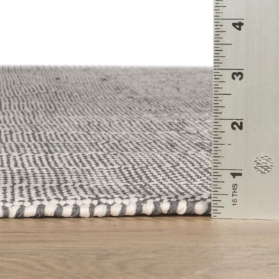 Checkerboard Chic Gray Stripe Synthetic 5' x 8' Area Rug