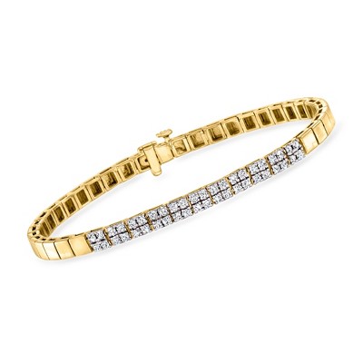 Ross-Simons 1.00 ct. t.w. Diamond Square-Link Bracelet in 18kt Gold Over Sterling Size 7