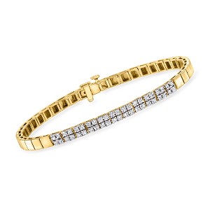 Ross-Simons 1.00 ct. t.w. Diamond Square-Link Bracelet in 18kt Gold Over Sterling Size 7 - 1 of 3