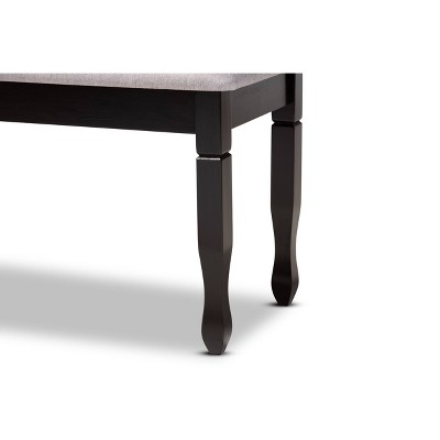 Elegant Corey Dark Brown and Gray Upholstered 48" Wood Dining Bench