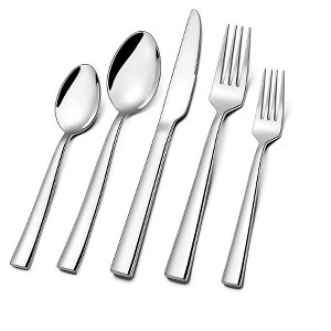 Aoibox 10-Piece Stainless Steel Flatware Set for 2, Square Edge Cutlery with Knives, Forks, Spoons, Mirror Polished Dishwasher Safe for Home, Hotel - 1 of 4
