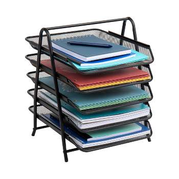 Mind Reader Network Collection Metal Mesh 5-Tier Paper Tray Desk Organizer Black