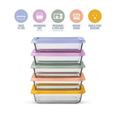 Ello Everyday Glass 4.5c 10pc Meal Prep Food Storage Container Set