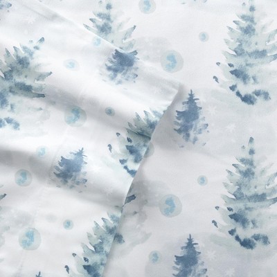 Gray Plaid Cotton Polyester Flannel Deep Pocket Full Sheet Set