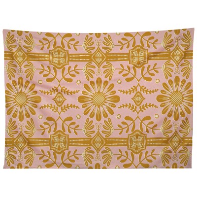 Sewzinski Boho Florals Yellow White Pink Tapestry - Society6