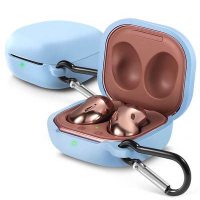 Insten Silicone Case for Samsung Galaxy Buds Pro (2021) / Galaxy Buds Live (2020) with Carabiner Keychain, Light Blue