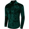 Men's Christmas Rose Print Long Sleeve Button Down Shirt Dress Wedding Party Shirt - 2 of 4