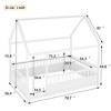 Bellemave Full Size House Floor Bed with Fence, MDF House Bed Frame with Kid-Friendly Design, Floor Bed for Kids, No Box Spring Needed,White - 2 of 4