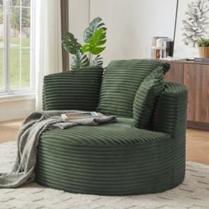 Oversized Corduroy Chair and a Half with Cushioned Backrest, Modern Upholstered Lounge Chair for Living Room or Apartment–The Pop Home - 1 of 4