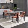 Vynxaria Set of 2 Orange Mid Century Boucle Dining Chairs with Black Metal Legs - 4 of 4