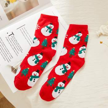 Women's Snowman Print Crew Socks 1 Pack - Cupshe