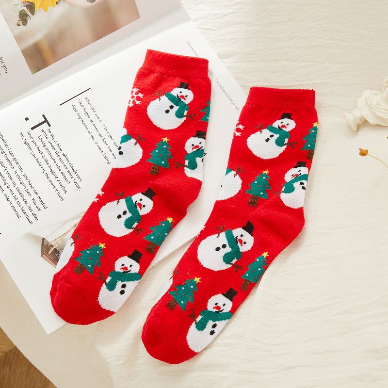 Women's Snowman Print Crew Socks 1 Pack - Cupshe, 1 of 4