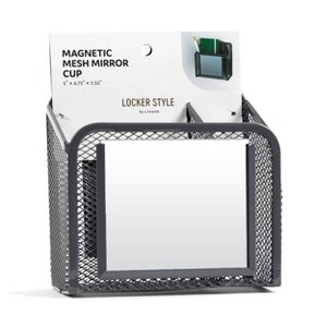 Magnetic Mesh Metal Locker Mirror Cup Gray - Locker Style by UBrands