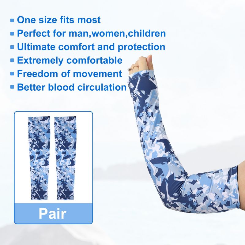 Unique Bargains Basketball Sports Camouflage Cooling Arm Elbow Compression Sleeve Navy Blue 1 Pair, 5 of 7