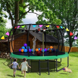 Whisen 12FT Recreational Kids Trampoline with Safety Enclosure Net & Ladder and flag parts - 1 of 4