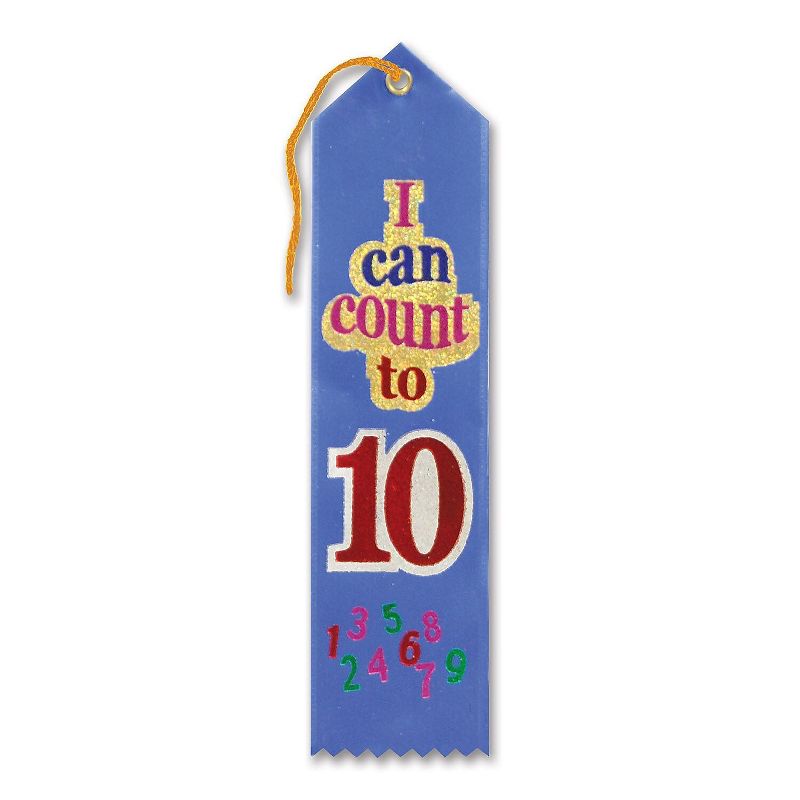 Beistle 2" x 8" I Can Count To Ten Award Ribbon; Blue 9/Pack AR056, 1 of 2