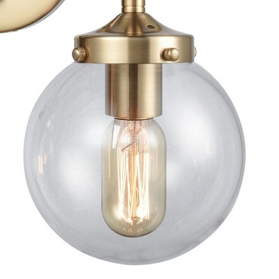 Boudreaux 2-Light Vanity in Matte Black and Antique Gold with Clear Blown Glass