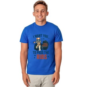 Uncle Sam T-Shirt Men's I Want You To Pass The Ribs Patriotic Tee - 1 of 4