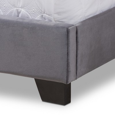 King-Sized Luxe Velvet Upholstered Bed with Nailhead Trim
