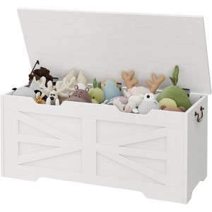 25/30/40 Inch Wooden Toy Chest for Kids, Large Storage Bench with Safety Hinge, Toy Box for Boys and Girls, Entryway, Living Room, Bedroom, Playroom - 1 of 4