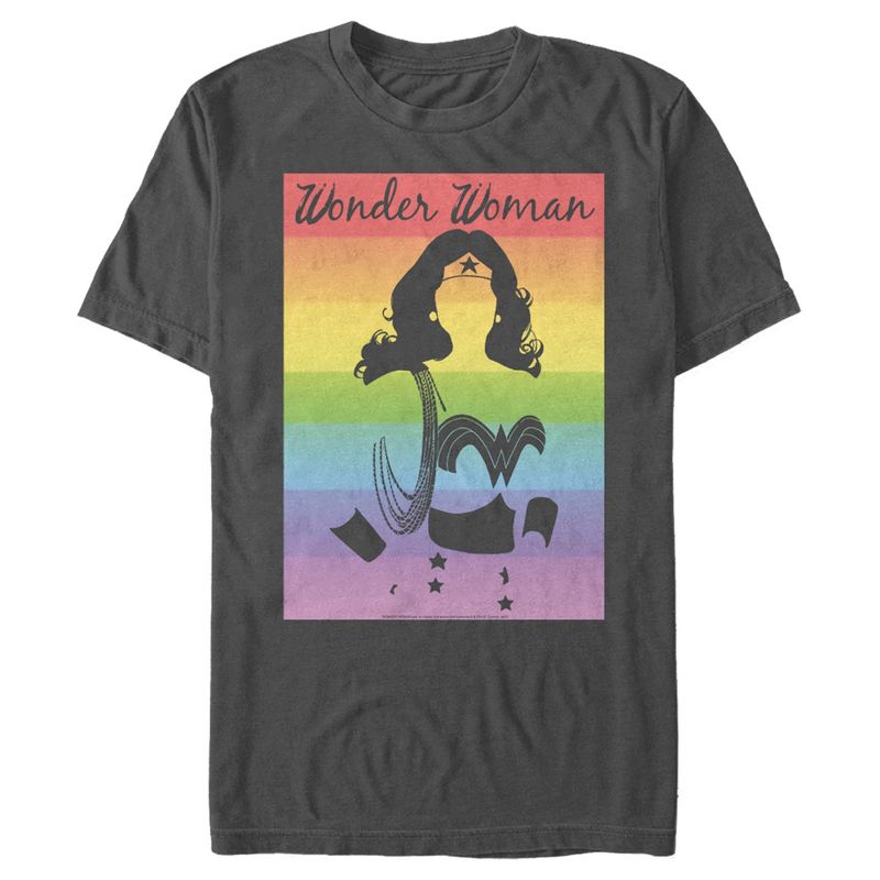 Men's Wonder Woman Silhouette Rainbow T-Shirt, 1 of 6