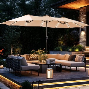 Captiva Designs 15' x 9' Rectangular Outdoor Patio Market Umbrella with Extra Large Base and Sand Bags - 1 of 4