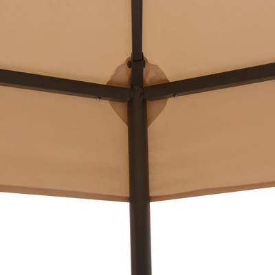 Beige Polyester Garden Gazebo with Powder-Coated Steel Frame