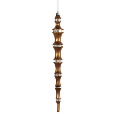 Vickerman 4ct Mirrored Shatterproof Icicle Finial Christmas Ornament Set 12" - Brown