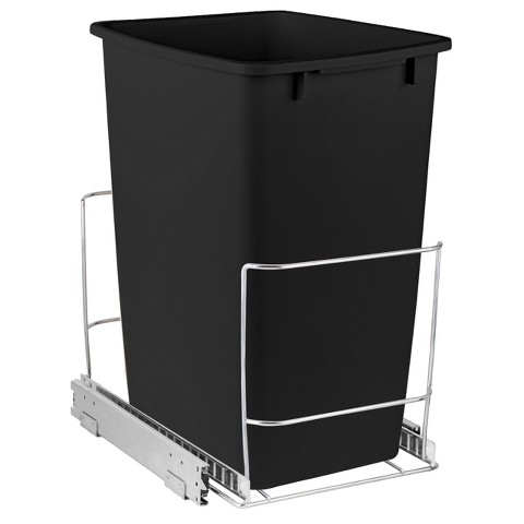 Hold N' Storage HOLDN’ STORAGE Pull Out Trash Can Rack for Kitchen Cabinet, 7 Gallon / 28 Qt Garbage and Recycling Bin Organizer Heavy Duty Chrome Sliding Frame