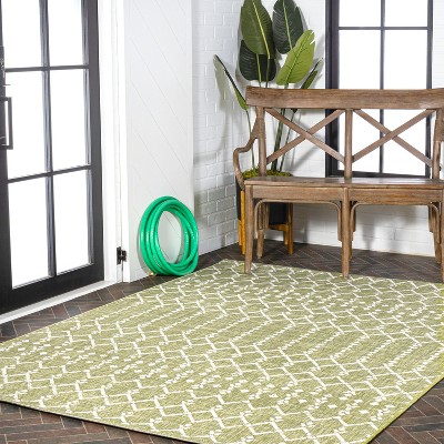 Boho-Chic Moroccan Tribal Geometric Black 9' x 12' Outdoor Area Rug