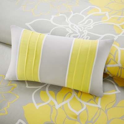 Madison Park 6pc Queen Victoria Floral Duvet Cover Set Yellow/Gray: Cotton Bedding with Embroidered Details — фото 6