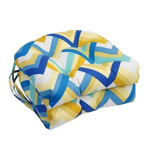 Blazing Needles, 16-inch Spun Polyester Outdoor U-shaped Tufted Chair Cushions (Set of 2) - 1 of 2