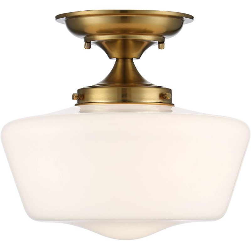 Regency Hill Rustic Farmhouse Ceiling Light Semi Flush Mount Fixture 12" Wide Soft Gold Opal White Glass for Bedroom Kitchen Living Room Hallway House, 5 of 8