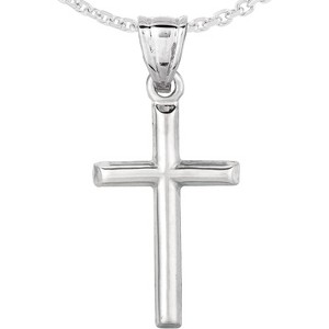 14k Yellow Gold or White Gold 0.8" Classic Cross Charm Pendant with optional Adjustable Chain Necklace - 1 of 4
