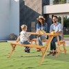 VEVOR 2-in-1 Transforming Interchangeable Picnic Table, Outdoor Wooden Table and Bench Set, Portable Foldable Bench with Umbrella Hole, Brown - 2 of 4